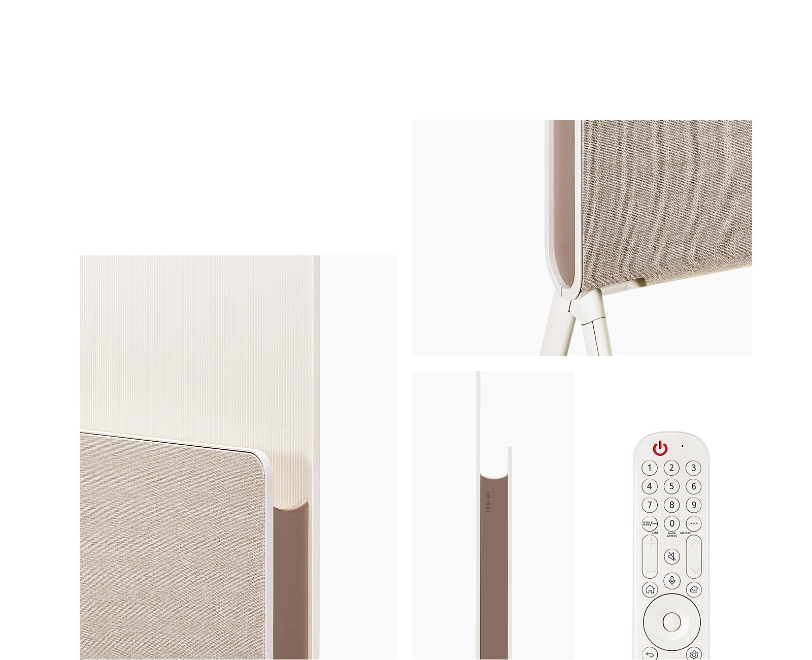 Κοντινά πλάνα της Posé από πίσω υπό γωνία και από το πλάι. Μερική όψη του Magic Remote σε μπεζ χρώμα.