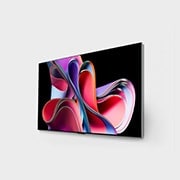 LG OLED evo G3 77 ιντσών 4K Smart TV 2023, Αριστερή πλευρική όψη της LG OLED G3 στον τοίχο υπό ελαφριά κλίση, OLED77G36LA, thumbnail 3