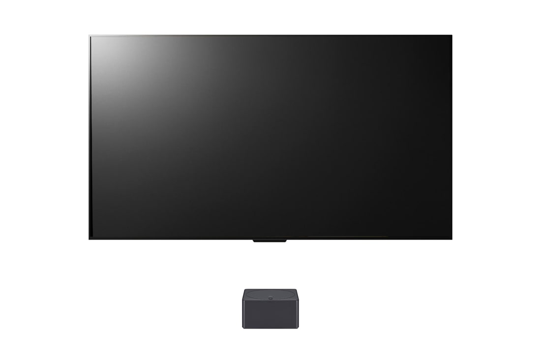 LG Η πρώτη στον κόσμο πραγματικά ασύρματη TV LG OLED evo 77 ιντσών AI M3 με 4K 120Hz μεταφορά βίντεο και ήχου , Μπροστινή άποψη με την τηλεόραση LG OLED M3 και το Zero Connect Box από κάτω, Έμβλημα «11 Years World's No.1 OLED TV», Έμβλημα OLED M LG evo και λογότυπο 5ετούς εγγύησης πάνελ στην οθόνη, OLED77M39LA