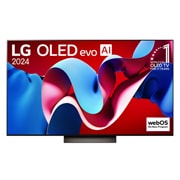 LG OLED 65 ιντσών evo AI C4 4K Smart TV OLED65C4, Μπροστινή όψη LG OLED evo AI TV, OLED C4, με το λογότυπο του εμβλήματος 11 Years of world number 1 OLED και το λογότυπο webOS Re:New Program στην οθόνη, OLED65C46LA, thumbnail 5