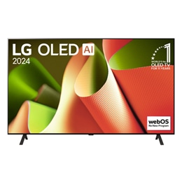Μπροστινή όψη LG OLED TV, OLED B4, με το έμβλημα 11 Years of world number 1 OLED και το λογότυπο webOS Re:New Program στην οθόνη με βάση 2 στύλων.2