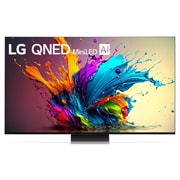 LG Τηλεόραση 86 ιντσών LG QNED MiniLED AI QNED91 4K Smart TV 86QNED91, Μπροστινή όψη της LG QNED TV, QNED90 με το κείμενο LG QNED MiniLED και 2024 στην οθόνη, 86QNED91T6A, thumbnail 1