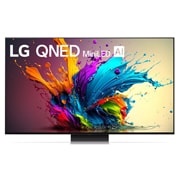 LG Τηλεόραση 65 ιντσών LG QNED MiniLED AI QNED91 4K Smart TV 65QNED91, Μπροστινή όψη της LG QNED TV, QNED90 με το κείμενο LG QNED MiniLED και 2024 στην οθόνη, 65QNED91T6A, thumbnail 1