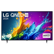 LG Τηλεόραση 65 ιντσών LG QNED AI QNED80 4K Smart TV 65QNED80, Μπροστινή όψη της QNED80 με τα LG QNED και 2024 στην οθόνη, 65QNED80T6A, thumbnail 1