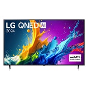 LG Τηλεόραση 55 ιντσών LG QNED AI QNED80 4K Smart TV 55QNED80, Μπροστινή όψη της QNED80 με τα LG QNED και 2024 στην οθόνη, 55QNED80T6A, thumbnail 1