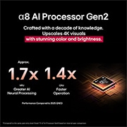 LG Τηλεόραση LG QNED evo AI 50 ιντσών QNED87 MiniLED 4K Smart TV 2025, Ο επεξεργαστής alpha 8 AI Processor Gen2 ανάβει πορτοκαλί και ροζ και εκπέμπει πολύχρωμες ακτίνες φωτός. Ο τίτλος μιλά για το πώς ο επεξεργαστής αποδίδει ποιότητα 4K, εντυπωσιακά χρώματα και φωτεινότη, 50QNED87A6D, thumbnail 4