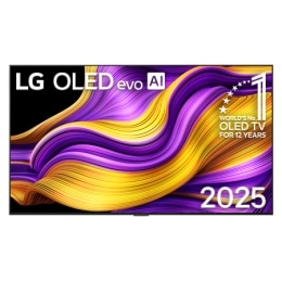 Μπροστινή όψη της LG OLED evo AI G5 4K Smart TV. Το έμβλημα 12 Years of world number 1 OLED και το λογότυπο LG OLED evo AI 2025 βρίσκονται στην οθόνη.