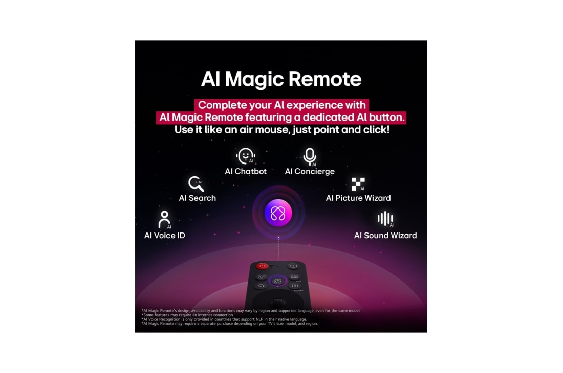 LG OLED evo 65 ιντσών AI C5 4K Smart TV 2025, Οθόνη LG TV με ένα AI Magic Remote στο προσκήνιο. Το κουμπί AI επισημαίνεται και ένα συννεφάκι ομιλίας δείχνει κείμενο και προτείνει μια ταινία που μου αρέσει. Στην οθόνη βλέπουμε το εικονίδιο χρήστη , OLED65C55LA, thumbnail 11