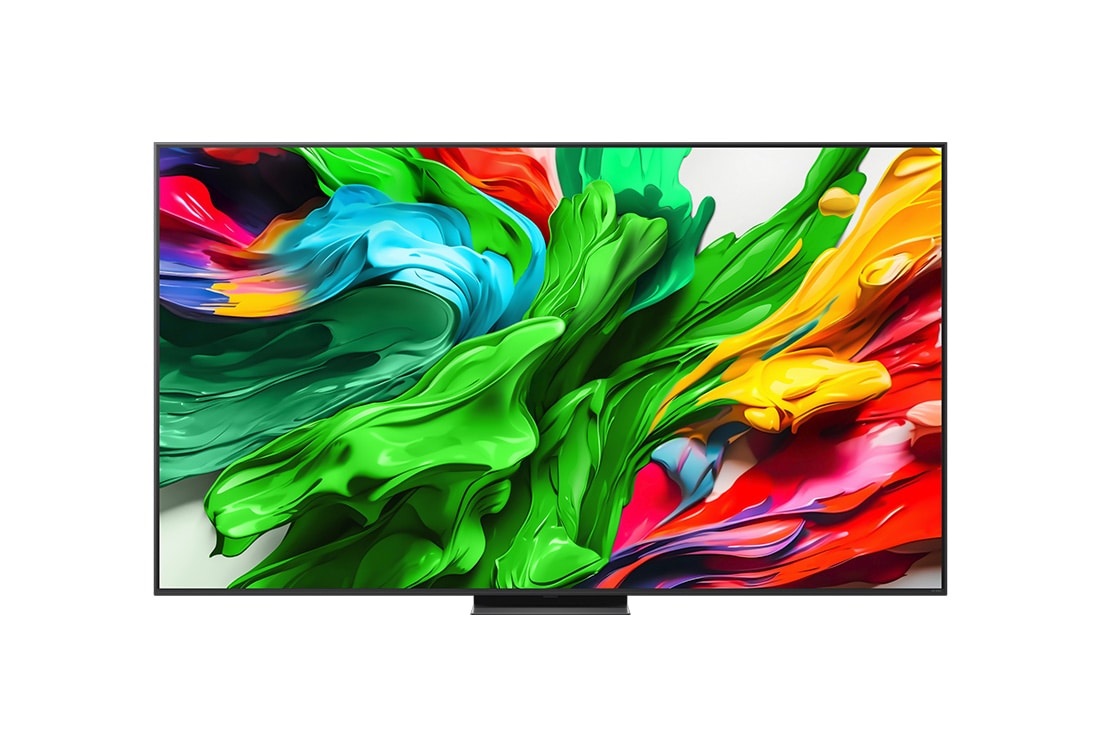 LG Τηλεόραση LG QNED evo AI 86 ιντσών QNED86 4K Smart TV 2025, Μπροστινή όψη της LG QNED evo QNED85 TV, το λογότυπο LG QNED evo Al στην πάνω γωνία. Η LG QNED evo QNED85 TV απεικονίζει πολύχρωμές υφές σαν βαφές που συνδυάζονται., 86QNED86A6A