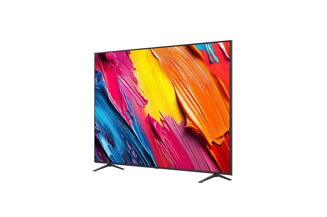LG Τηλεόραση 75 ιντσών LG QNED AI QNED7E 4K Smart TV 2025, Μπροστινή και πλαϊνή όψη της LG QNED AI QNED70 4K Smart TV που δείχνει το μήκος, το πλάτος, το ύψος και το βάθος της., 75QNED7EA6B, thumbnail 4