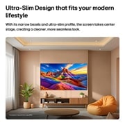 LG OLED 65 ιντσών AI B6 4K Smart TV 2026, Η LG OLED AI B6 είναι τοποθετημένη στον τοίχο σε ένα σαλόνι με στυλ, με εξαιρετικά λεπτή σχεδίαση και στενά πλαίσια, και εμφανίζει ένα τοπίο σε αποχρώσεις ουράνιου τόξου με πολυεπίπεδες εικόνες βουνών, OLED65B65LA, thumbnail 10