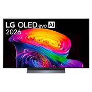 LG OLED evo AI 48 ιντσών C6 4K Smart TV 2026, Η μπροστινή όψη της LG OLED evo AI C6, που κυκλοφόρησε το 2026, διαθέτει λεπτό μαύρο πλαίσιο, με ένα ζωηρό, σμιλευμένο στροβιλισμό από τόνους ουράνιου τόξου που ρέουν στην οθόνη., OLED48C64LA, thumbnail 1