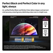 LG OLED evo AI 48 ιντσών G6 4K Smart TV 2026, Η LG OLED evo AI G6 εμφανίζει μια σκηνή με πλανήτες και αστέρια διαιρούμενης οθόνης, συγκρίνοντας μια anti-glare ματ οθόνη με τέλειο μαύρο και τέλειο χρώμα για καθαρότερη ποιότητα εικόνας σε οποιεσδήπ, OLED48G66LS, thumbnail 5