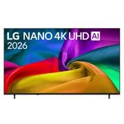 LG NANO 4K UHD 85 ίντσών AI NU8E Smart TV 2026, Η μπροστινή όψη της LG NANO 4K UHD AI NU85, που κυκλοφόρησε το 2026, γεμίζει την οθόνη με λεία, ρέοντα στρώματα ζωηρών χρωματιστών, υφασμάτινων υφών, καθώς καμπύλες πολύχρωμες πτυχώσεις απλώνονται στη, 85NU8E0B3LA, thumbnail 1