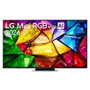 LG Mini RGB evo 65 ιντσών AI MRGB87 4K Smart TV 2026, Η μπροστινή όψη της LG Mini RGB evo AI MRGB85, που κυκλοφόρησε το 2026, διαθέτει λεπτό μαύρο πλαίσιο με κοντά πόδια, ενώ μια ζωντανή, κρυσταλλική εικόνα με ευκρινώς καθορισμένες πολύχρωμες έδρες γεμίζ, 65MRGB87B6B, thumbnail 1