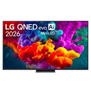 LG Τηλεόραση LG QNED evo AI 75&nbsp; ιντσών QNED87 Mini LED 4K Smart TV 2026, Η μπροστινή όψη της LG QNED evo AI QNED85 Mini LED, η οποία κυκλοφόρησε το 2026, γεμίζει την οθόνη με ζωντανές, ομαλές ριπές πολύχρωμης κίνησης σαν μπογιά, καθώς πυκνά σύννεφα χρώματος διαχέονται ομαλ, 75QNED87B6A, thumbnail 1