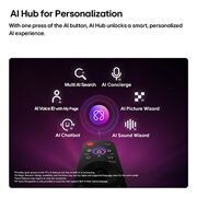 LG NANO 4K UHD 75 ίντσών AI NU8E Smart TV 2026, Η LG NANO 4K UHD AI NU85 διαθέτει AI Hub για εξατομίκευση, με ένα εικονίδιο AI πάνω από ένα τηλεχειριστήριο που περιβάλλεται από ετικέτες για Multi AI Search, AI Concierge, AI Voice ID με τα My Page, , 75NU8E0B3LA, thumbnail 9