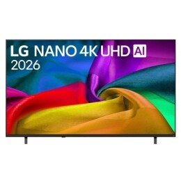 Η μπροστινή όψη της LG NANO 4K UHD AI NU85, που κυκλοφόρησε το 2026, γεμίζει την οθόνη με λεία, ρέοντα στρώματα ζωηρών χρωματιστών, υφασμάτινων υφών, καθώς καμπύλες πολύχρωμες πτυχώσεις απλώνονται στη