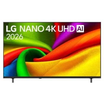 Η μπροστινή όψη της LG NANO 4K UHD AI NU85, που κυκλοφόρησε το 2026, γεμίζει την οθόνη με λεία, ρέοντα στρώματα ζωηρών χρωματιστών, υφασμάτινων υφών, καθώς καμπύλες πολύχρωμες πτυχώσεις απλώνονται στη