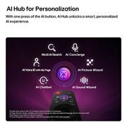 LG NANO 4K UHD 55 ίντσών AI NU85 Smart TV 2026, Η LG NANO 4K UHD AI NU85 διαθέτει AI Hub για εξατομίκευση, με ένα εικονίδιο AI πάνω από ένα τηλεχειριστήριο που περιβάλλεται από ετικέτες για Multi AI Search, AI Concierge, AI Voice ID με τα My Page, , 55NU850B6LA, thumbnail 9