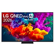 LG Τηλεόραση LG QNED evo AI 65&nbsp; ιντσών QNED87 Mini LED 4K Smart TV 2026, Η μπροστινή όψη της LG QNED evo AI QNED85 Mini LED, η οποία κυκλοφόρησε το 2026, γεμίζει την οθόνη με ζωντανές, ομαλές ριπές πολύχρωμης κίνησης σαν μπογιά, καθώς πυκνά σύννεφα χρώματος διαχέονται ομαλ, 65QNED87B6A, thumbnail 1