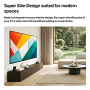LG Τηλεόραση LG QNED evo AI 65&nbsp; ιντσών QNED87 Mini LED 4K Smart TV 2026, Η LG QNED evo AI QNED85 Mini LED με Super Slim Design είναι επιτοίχια σε έναν φωτεινό, ανοιχτό χώρο και ενσωματώνεται στο εσωτερικό, ενώ προβάλλει τολμηρό γεωμετρικό αφηρημένο έργο τέχνης., 65QNED87B6A, thumbnail 11
