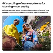 LG Τηλεόραση LG QNED evo AI 55&nbsp; ιντσών QNED87 Mini LED 4K Smart TV 2026, Η LG QNED evo AI QNED85 Mini LED με AI Picture Pro και Dynamic Tone Mapping Pro δείχνει μια υπαίθρια σκηνή lifestyle χαμηλής γωνίας με δύο άτομα ανάμεσα σε ζωντανά λουλούδια, καθώς η AI αναγνωρίζει κα, 55QNED87B6A, thumbnail 5