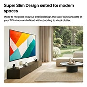 LG Τηλεόραση LG QNED evo AI 55&nbsp; ιντσών QNED87 Mini LED 4K Smart TV 2026, Η LG QNED evo AI QNED85 Mini LED με Super Slim Design είναι επιτοίχια σε έναν φωτεινό, ανοιχτό χώρο και ενσωματώνεται στο εσωτερικό, ενώ προβάλλει τολμηρό γεωμετρικό αφηρημένο έργο τέχνης., 55QNED87B6A, thumbnail 11