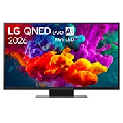 LG Τηλεόραση LG QNED evo AI 50&nbsp; ιντσών QNED87 Mini LED 4K Smart TV 2026, Η μπροστινή όψη της LG QNED evo AI QNED85 Mini LED, η οποία κυκλοφόρησε το 2026, γεμίζει την οθόνη με ζωντανές, ομαλές ριπές πολύχρωμης κίνησης σαν μπογιά, καθώς πυκνά σύννεφα χρώματος διαχέονται ομαλ, 50QNED87B6A, thumbnail 1