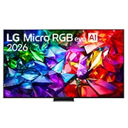 LG Micro RGB evo 100 ιντσών AI MRGB96 4K Smart TV 2026 , Η μπροστινή όψη της LG Micro RGB evo AI MRGB95, που κυκλοφόρησε το 2026, διαθέτει λεπτό μαύρο πλαίσιο σε πόδια χαμηλού προφίλ, με ζωντανή, κρυσταλλική εικόνα με ευκρινείς κόκκινες, πράσινες και μπλε ό, 100MRGB96B6, thumbnail 1