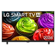 LG 32 ιντσών LG SMART TV AI LB65 FHD 2026, Η μπροστινή όψη της LG SMART TV AI LB65 FHD TV, η οποία κυκλοφόρησε το 2026, γεμίζει την οθόνη με ένα κοντινό πλάνο πολύχρωμων cupcake, τονίζοντας το ομαλό πάγωμα, τα ποικίλα χρώματα και τις καθαρές λ, 32LB650B6LA, thumbnail 1