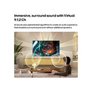 LG 32 ιντσών LG SMART TV AI LB65 FHD 2026, Η LG SMART TV AI LB65 FHD TV με Virtual 9.1.2 by AI Sound γεμίζει ένα σύγχρονο σαλόνι, καθώς αναπαράγεται μια σκηνή από ταινία με αστροναύτη στην οθόνη, με ήχο πολλαπλών κατευθύνσεων που εξαπλώνεται σ, 32LB650B6LA, thumbnail 6