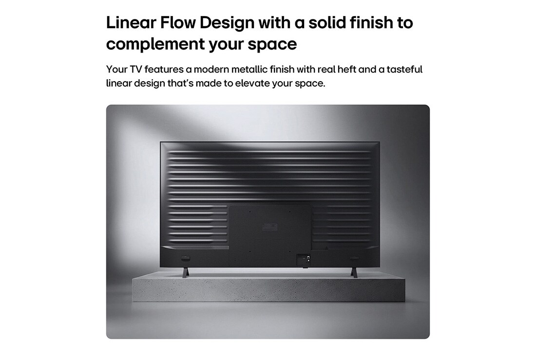 LG Τηλεόραση 65 ιντσών LG QNED AI QNED72 Mini LED 4K Smart TV 2026, Η LG QNED AI QNED70 Mini LED φαίνεται από πίσω, αποκαλύπτοντας ένα μεταλλικό πίσω πάνελ με ομοιόμορφα κατανεμημένες οριζόντιες ραβδώσεις που δημιουργούν μια καθαρή, δομημένη εμφάνιση και τονίζουν το Linear Flow Design σε ολόκληρη την επιφάνεια., 65QNED72B6B, thumbnail 12