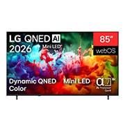 LG Τηλεόραση 85 ιντσών LG QNED AI QNED72 Mini LED 4K Smart TV 2026, Η μπροστινή όψη της LG QNED AI QNED70 Mini LED, η οποία κυκλοφόρησε το 2026, εμφανίζει ζωντανές, ρευστές πινελιές πολύχρωμης κίνησης, με Dynamic QNED Color, Mini LED, έναν επεξεργαστή alpha 7 AI Proce, 85QNED72B6A, thumbnail 2
