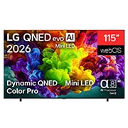 LG Τηλεόραση LG QNED evo AI 115 ιντσών QNED93 Mini LED 4K Smart TV 2026, Η μπροστινή όψη της LG QNED evo AI Mini LED QNED90, που κυκλοφόρησε το 2026, εμφανίζει ζωντανές, ρευστές εκρήξεις πυκνών σύννεφων χρωμάτων στην οθόνη, με Dynamic QNED Color Pro, Mini LED, έναν επεξεργ, 115QNED93B6, thumbnail 1