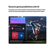 LG Τηλεόραση LG QNED evo AI 115 ιντσών QNED93 Mini LED 4K Smart TV 2026, Το Sports Forecast της LG QNED evo AI Mini LED QNED90 από το AI Concierge εμφανίζει έναν ζωντανό αγώνα ποδοσφαίρου με ένα πάνελ AI στην οθόνη που παρουσιάζει προβλέψεις, πληροφορίες παικτών και δεδομέ, 115QNED93B6, thumbnail 11
