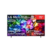 LG Micro RGB evo 75 ιντσών AI MRGB96 4K Smart TV 2026, Η μπροστινή όψη της LG Micro RGB evo AI MRGB95, που κυκλοφόρησε το 2026, εμφανίζει μια ζωντανή, κρυσταλλική εικόνα με ευκρινείς κόκκινες, πράσινες και μπλε όψεις, με οθόνη 100 ιντσών, webOS, RGB Prima, 75MRGB96B6B, thumbnail 2