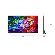 LG Micro RGB evo 75 ιντσών AI MRGB96 4K Smart TV 2026, Η LG Micro RGB evo AI MRGB95 που φαίνεται στην μπροστινή και την πλαϊνή όψη τονίζει μια οθόνη 100 ιντσών με οθόνη πλάτους 2.230 mm, ύψος οθόνης 1.277 mm, ύψος 1.374 mm με βάση, βάθος 49,9 mm και αποτύ, 75MRGB96B6B, thumbnail 3