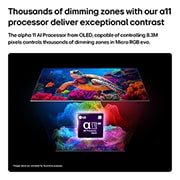LG Micro RGB evo 86 ιντσών AI MRGB96 4K Smart TV 2026, Η LG Micro RGB evo AI MRGB95 με Micro Dimming Ultra προβάλλει μια ζωντανή σκηνή θαλάσσιας ζωής με ακριβή χρωματικό διαχωρισμό σε πάνω από 8,3 εκατομμύρια pixel, ενισχυμένη από χιλιάδες ζώνες μείωσης φ, 86MRGB96B6B, thumbnail 6