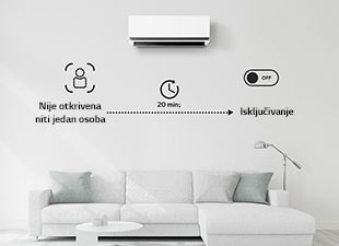 Klima-uređaj se isključuje ako niti jedan osoba nije prisutna tijekom razdoblja od 20 minuta, možete odabrati opcije u aplikaciji ThinQ.