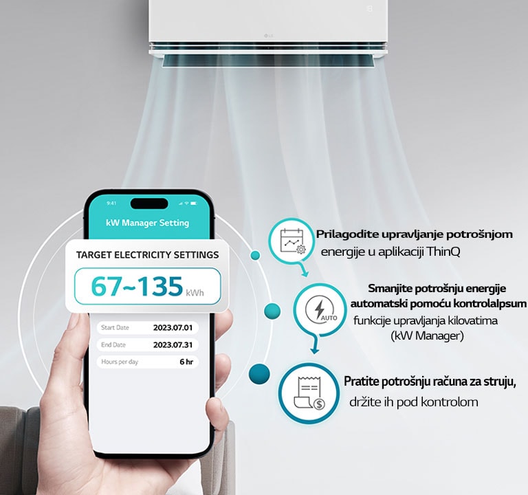 Potrošnja energije klima-uređaja može se koristiti s unaprijed popunjenim iznosom ciljne postavke.