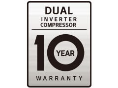 Logotip DUAL Inverter 10 Year Warranty.