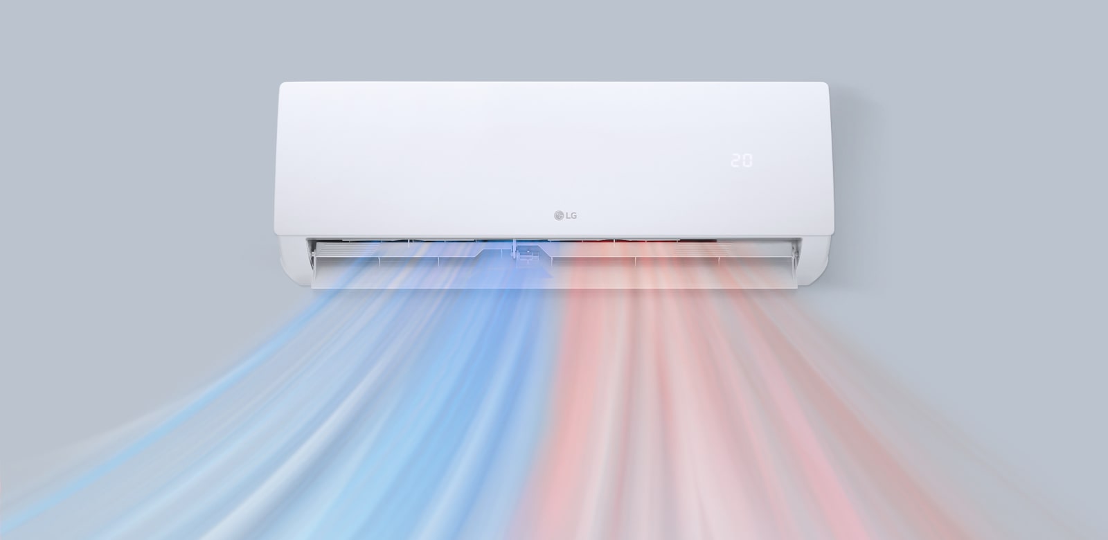 The air conditioner is operating on the wall.