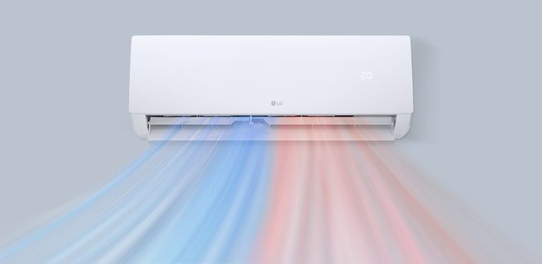 The air conditioner is operating on the wall.