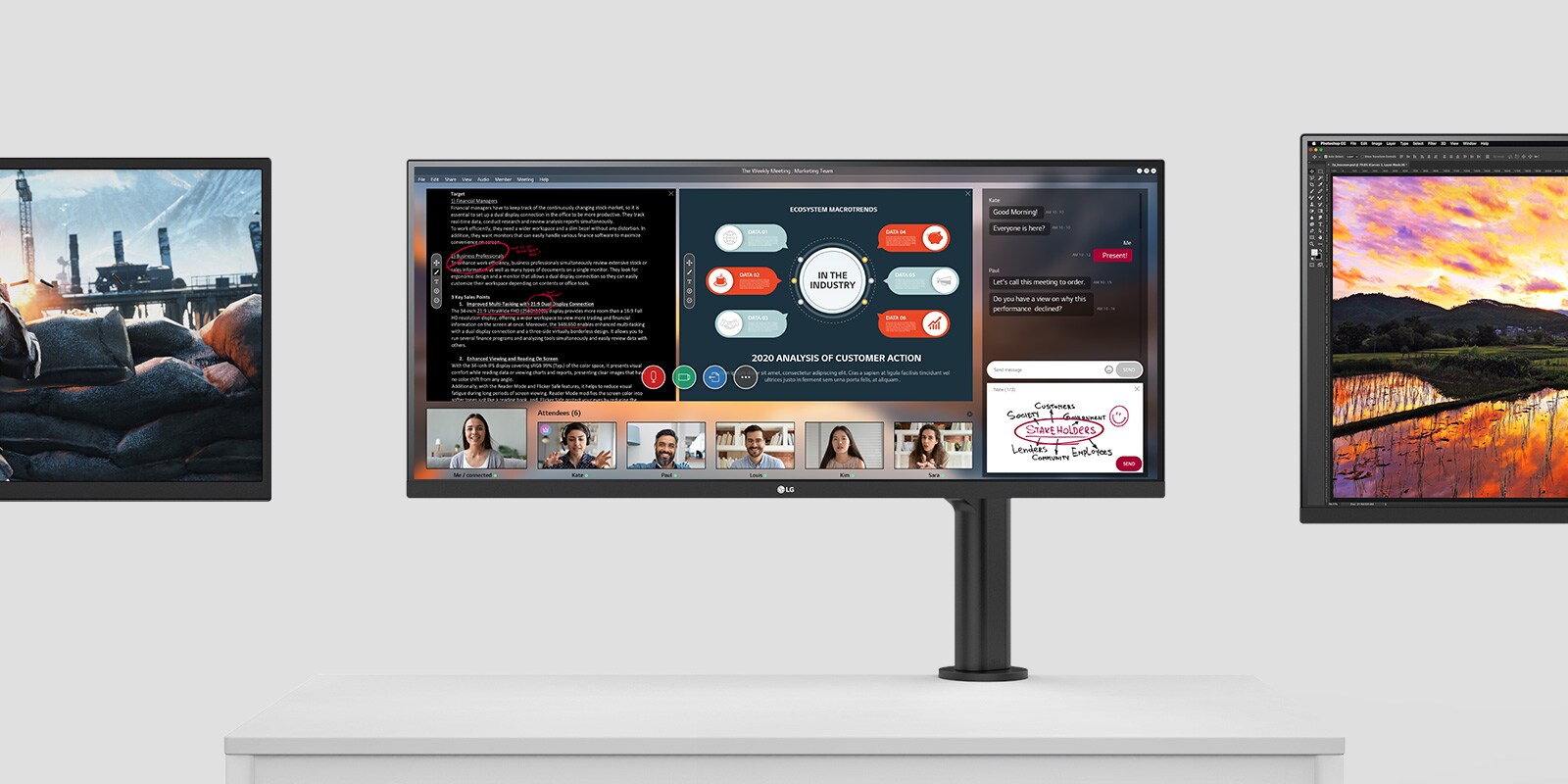 Različita kretanja zaslona i uparivanje s LG monitorom