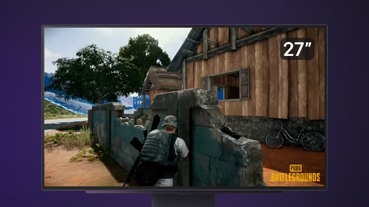 Videozapis koji prikazuje način dvostruke veličine zaslona, gdje se zaslon smanjuje s 27 na 24 inča.	