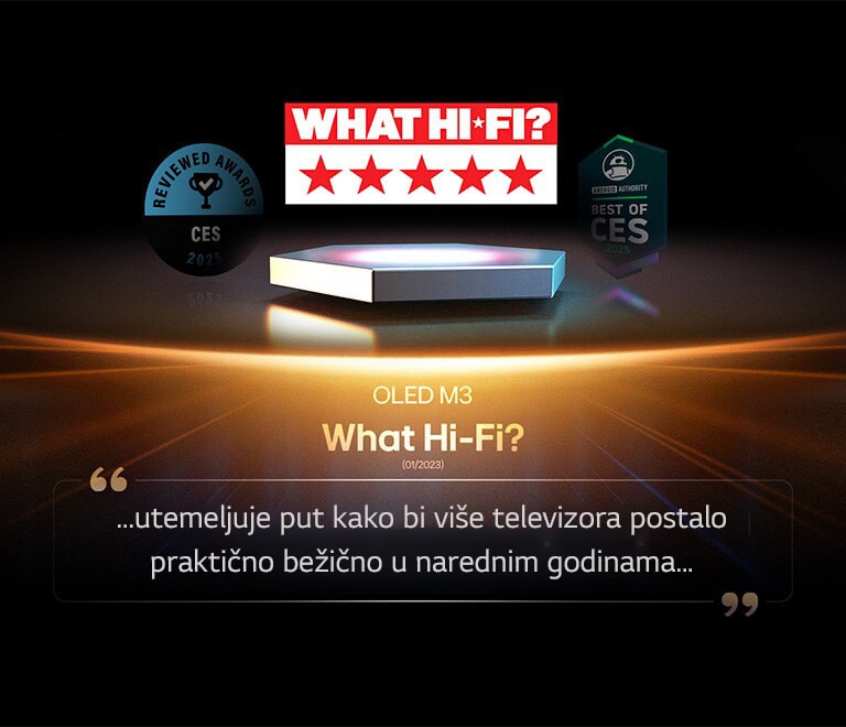Nagrada za OLED M3 koju dodjeljuje internetski portal What Hi-Fi. Izvadak iz njihove recenzije glasi: „Utire put kako bi više televizora postalo praktično bežično u narednim godinama.”