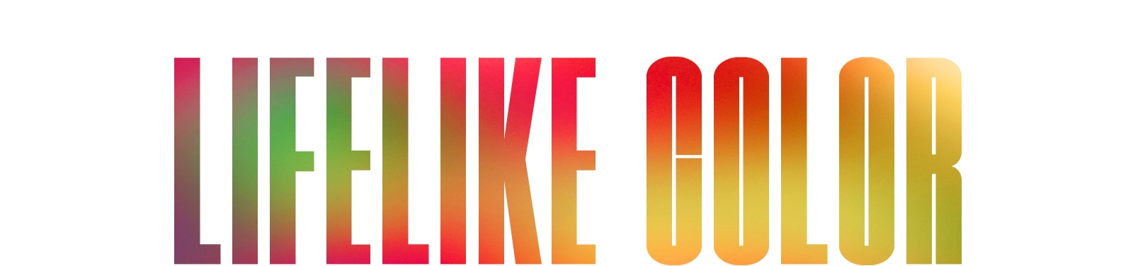 Riječi „REALISTIČNE BOJE” prikazane su uzorkom koji se preljeva u šarenim bojama. 