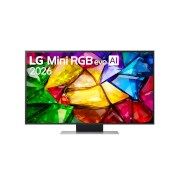 LG Mini RGB evo AI MRGB87 4K Smart TV&nbsp;2026 od 50&nbsp;inča, Prikaz prednje strane televizora LG Mini RGB evo AI MRGB87, koji se na tržištu pojavio 2026. godine, s tankim crnim okvirom na niskom stalku, 50MRGB87B3B, thumbnail 1