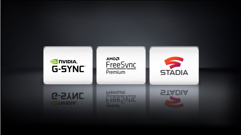 Logotip NVIDIA G-SYNC, logotip AMD FreeSync vodoravno su poredani na crnoj pozadini.